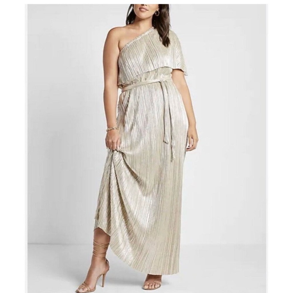 Express x Rachel Zoe NWT One-Shoulder Gold Dress